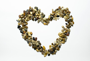 Love pebbles stone on white background isolated concern love and Valentine's day concept in February