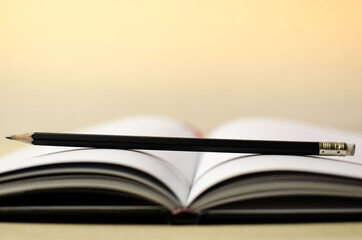 Lovely open book pages, study notes, love letter diary for hobbies concepts. Warm and welcoming color tone. Set up up wood table clear white background