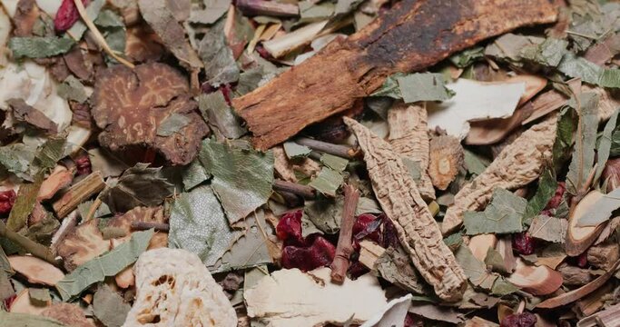Chinese herbal medicine tea on table