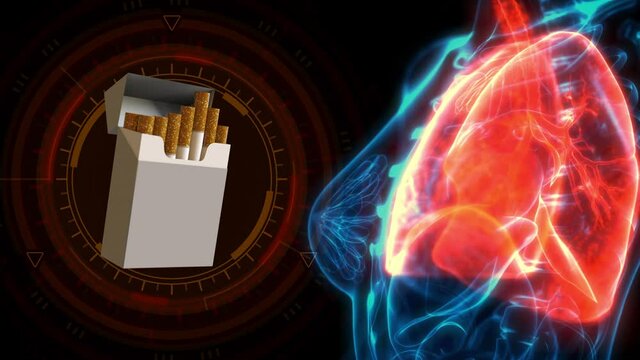 lungs illness by tobaco, cg healthcare 3D animation