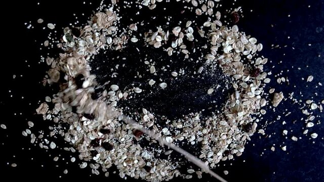 Valentine's Day heart made of muesli in a tricky animation