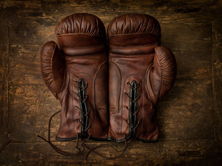 Weathered boxing gloves