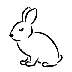 Rabbit outline line art isolated icon