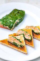 Still life of marinated salmon in dill