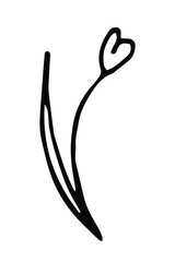 Doodle lovely heart flower. Vector doodle simple sketch isolated. Design for holiday decoration, textile, stickers, games, cards, books.