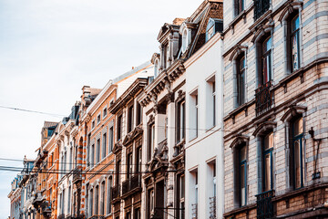 Street view of downtown in Liege city, Belgium