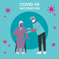 People at risk getting the COVID-19 vaccine at hospital.