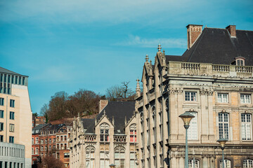 Fototapeta na wymiar Street view of downtown in Liege city, Belgium