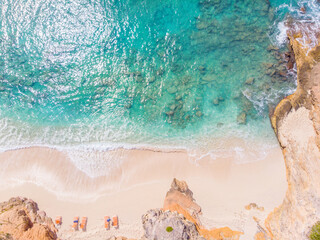 Aerial view of the atlantic ocean coast landscape. Beach landscape.