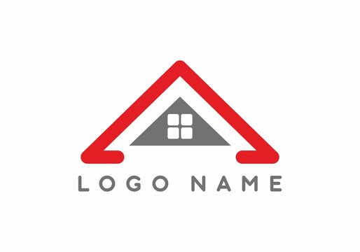 Grey red roof for real estate logo