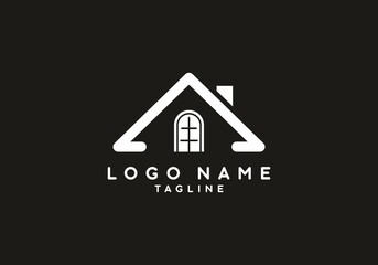Simple black and white house symbol logo