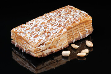 Wafer caramel cake with peanuts