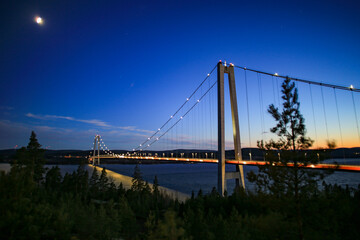 high coast bridge at night