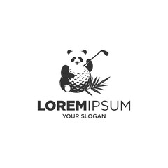 panda and golf silhouette vector logo © Ghe