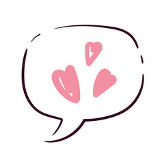 speech bubble with hearts love vector illustration design