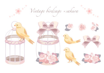 Vintage birdcage+cherry blossom