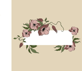 Fototapeta premium Vector flower wreath. Floral frame for greeting, invitation, wedding cards design.