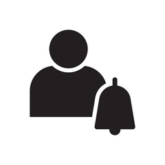 notification bell with User icon sign symbol