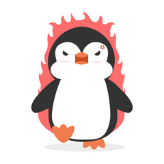 Cute angry penguin cartoon vector