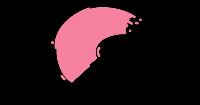 Set of  Hand Drawn Doodle Pink Stains, Brush Strokes, Paint Spots, Splashes. Animated looped cartoon sketch of blots with place for text, logo on transparent background. Alpha channel.