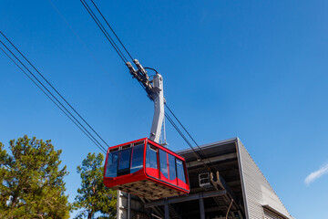 Cable car on ropeway leading to a top of Tahtali mountain in Antalya province, Turkey