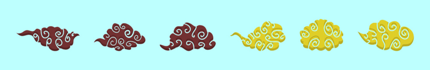 set of chinese clouds cartoon icon design template with various models. vector illustration isolated on blue background
