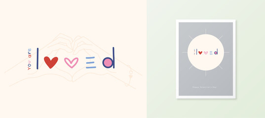 You are loved vector line art lettering