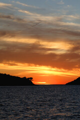 Naklejka na ściany i meble Beautiful sunset on island Lastovo, Croatia.