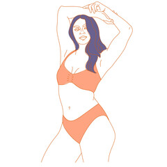 Body positive. Vector illustration of woman in lingerie.