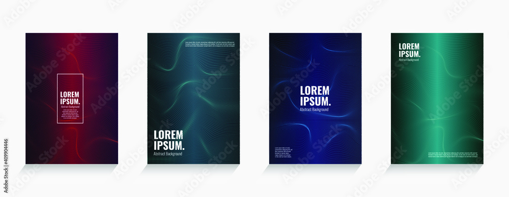 Poster abstract lines halftone dots cover page. minimal covers design. colorful halftone gradients. wave sh