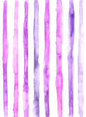 Hand drawn watercolor purple and pink colorful washed stripes background