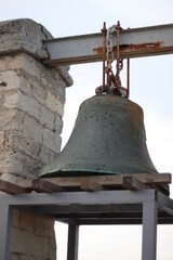 Big bell. Ruins of an ancient Greek city by the sea. Chersonesos. Ancient city. Black Sea.