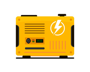 Portable electric power generator. Electric charger diesel portable flat generator icon - obrazy, fototapety, plakaty