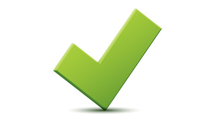 Vector 3d green checklist checkmark icon. Correct check mark answer flag. OK and yes.