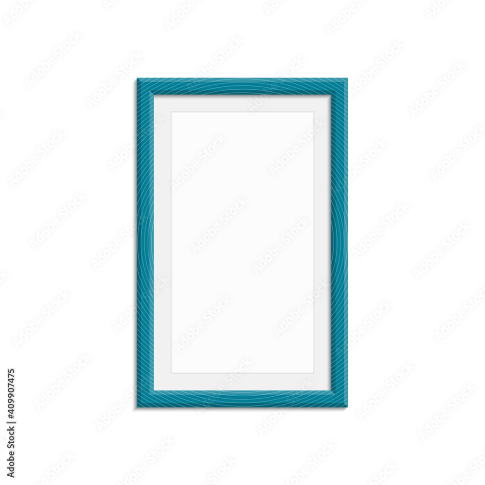 Aufkleber realistic photo frame template isolated on white background. blue blank picture frames for a4 image 