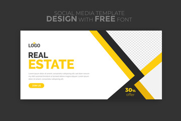 Horizontal web banner, vector template, with space for your picture