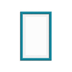 Realistic photo frame template isolated on white background. Blue blank picture frames for A4 image or text. Modern design element for you product mock-up or presentation. Vector illustration EPS 10