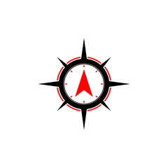 Compass Illustration with Red Arrow Logo Design