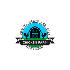 Chicken Farm Premium Quality, Fresh Meat and Eggs Stamp Logo Label Inspiration