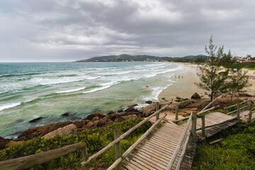 Wooden path walk on the beach