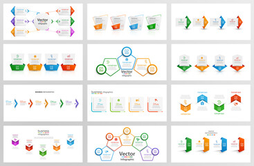 Collection of business infographic with options, parts, steps or processes