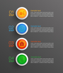 Vector infographic template with icons and 4 options or steps. Infographics concept for business