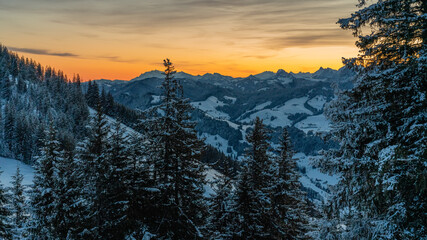 sunset in the mountains