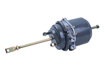 Brake chamber with energy accumulator for truck, isolated on white background