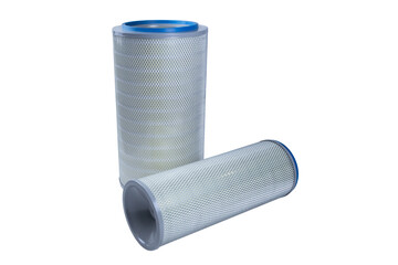 blue color air filter for chinese truck, isolated on white background