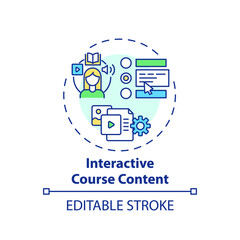 Interactive course content concept icon. Online teaching tips. Education that allows user to impact content idea thin line illustration. Vector isolated outline RGB color drawing. Editable stroke