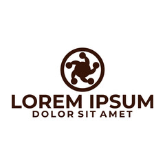 Clown hat logo template with geometric japanese kamon line art illustration in flat design monogram symbol