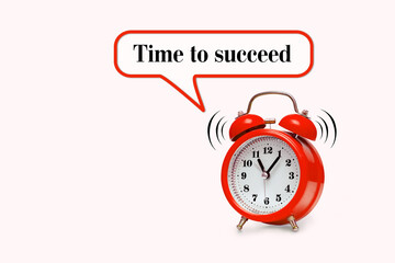 Red alarm clock and text - Time to succeed