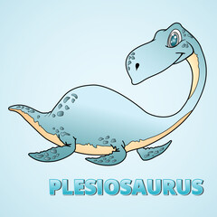 Plesiosaurus cartoon style.