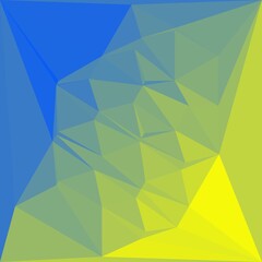 bright blue to vivid yellow colour gradient with hexagonal mosaic pattern and 3D illustration design
